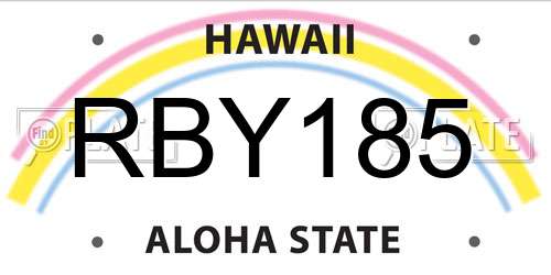 RBY185 Hawaii License Plate