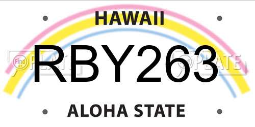 RBY263 Hawaii License Plate