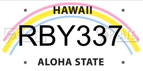 RBY337 Hawaii License Plate