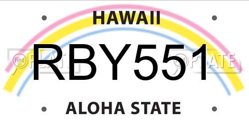 RBY551 Hawaii License Plate