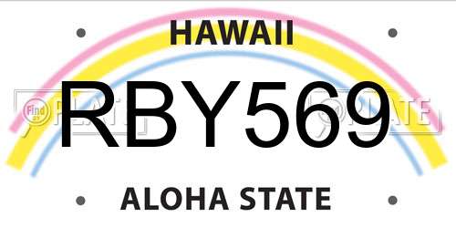 RBY569 Hawaii License Plate