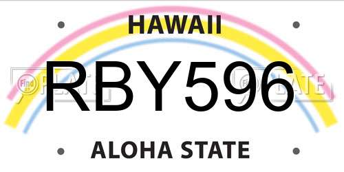 RBY596 Hawaii License Plate