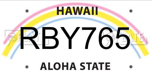 RBY765 Hawaii License Plate
