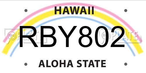 RBY802 Hawaii License Plate
