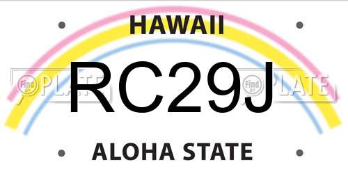 RC29J Hawaii License Plate