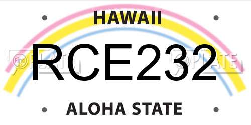 RCE232 Hawaii License Plate