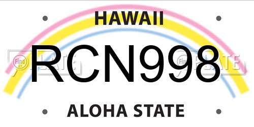 RCN998 Hawaii License Plate