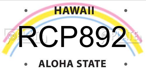RCP892 Hawaii License Plate