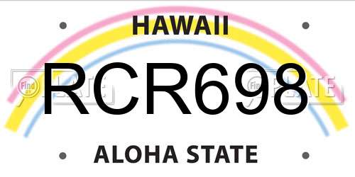 RCR698 Hawaii License Plate