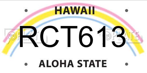 RCT613 Hawaii License Plate