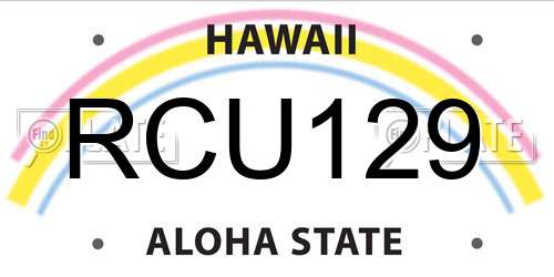 RCU129 Hawaii License Plate