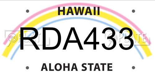 RDA433 Hawaii License Plate
