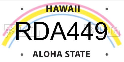 RDA449 Hawaii License Plate