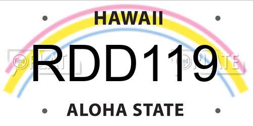 RDD119 Hawaii License Plate