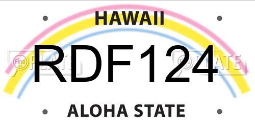 RDF124 Hawaii License Plate