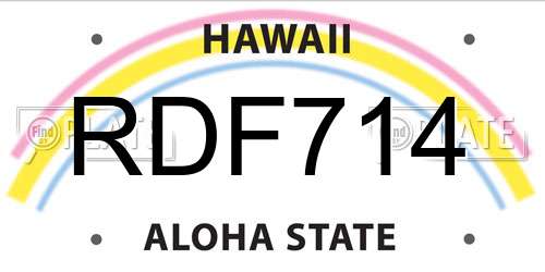 RDF714 Hawaii License Plate