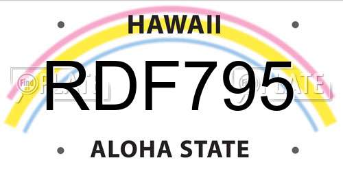 RDF795 Hawaii License Plate