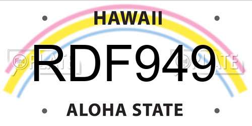 RDF949 Hawaii License Plate