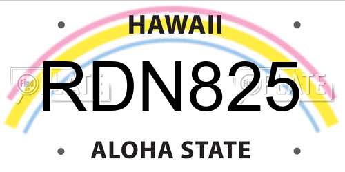 RDN825 Hawaii License Plate
