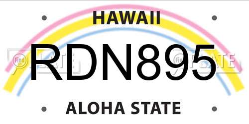 RDN895 Hawaii License Plate