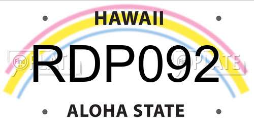 RDP092 Hawaii License Plate