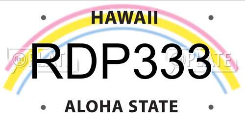 RDP333 Hawaii License Plate