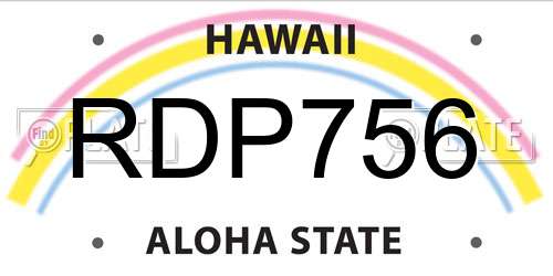 RDP756 Hawaii License Plate
