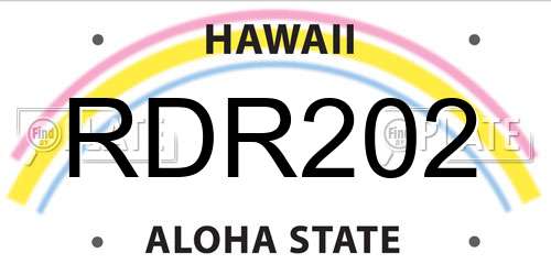 RDR202 Hawaii License Plate