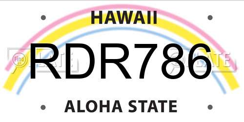 RDR786 Hawaii License Plate