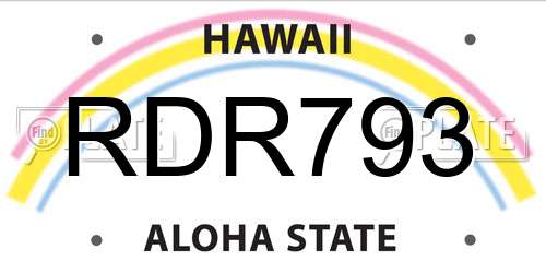 RDR793 Hawaii License Plate