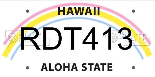 RDT413 Hawaii License Plate