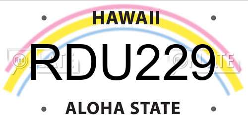 RDU229 Hawaii License Plate