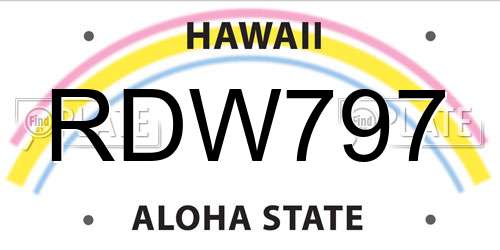 RDW797 Hawaii License Plate