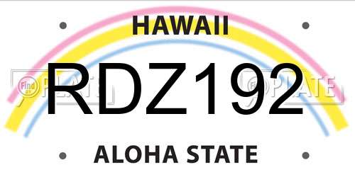 RDZ192 Hawaii License Plate