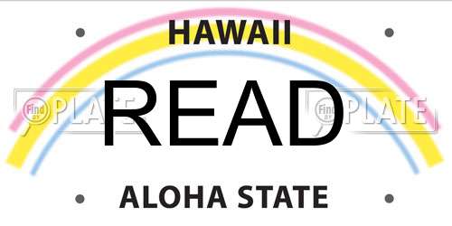 READ Hawaii License Plate