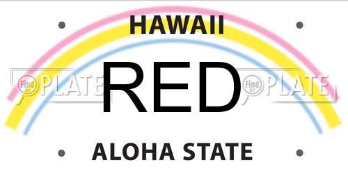 RED Hawaii License Plate