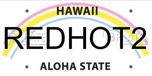 REDHOT2 Hawaii License Plate