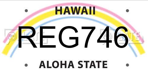 REG746 Hawaii License Plate