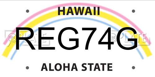 REG74G Hawaii License Plate