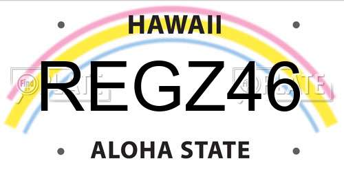 REGZ46 Hawaii License Plate