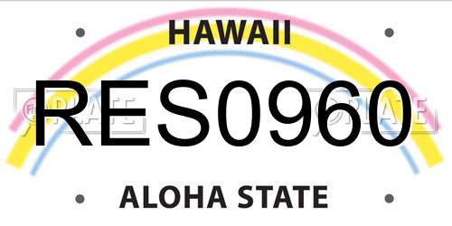 RES0960 Hawaii License Plate