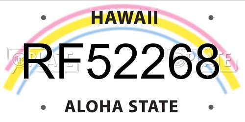 RF52268 Hawaii License Plate