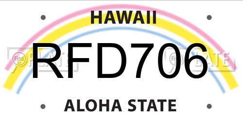 RFD706 Hawaii License Plate