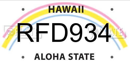 RFD934 Hawaii License Plate