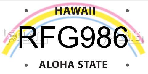 RFG986 Hawaii License Plate
