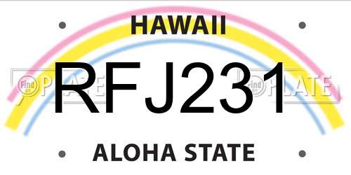 RFJ231 Hawaii License Plate