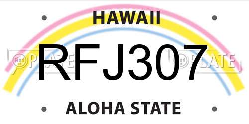 RFJ307 Hawaii License Plate
