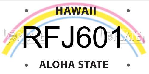 RFJ601 Hawaii License Plate