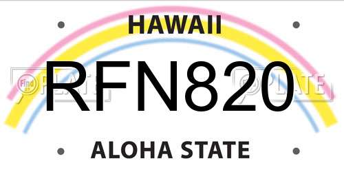 RFN820 Hawaii License Plate