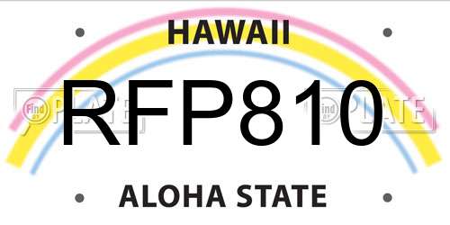 RFP810 Hawaii License Plate